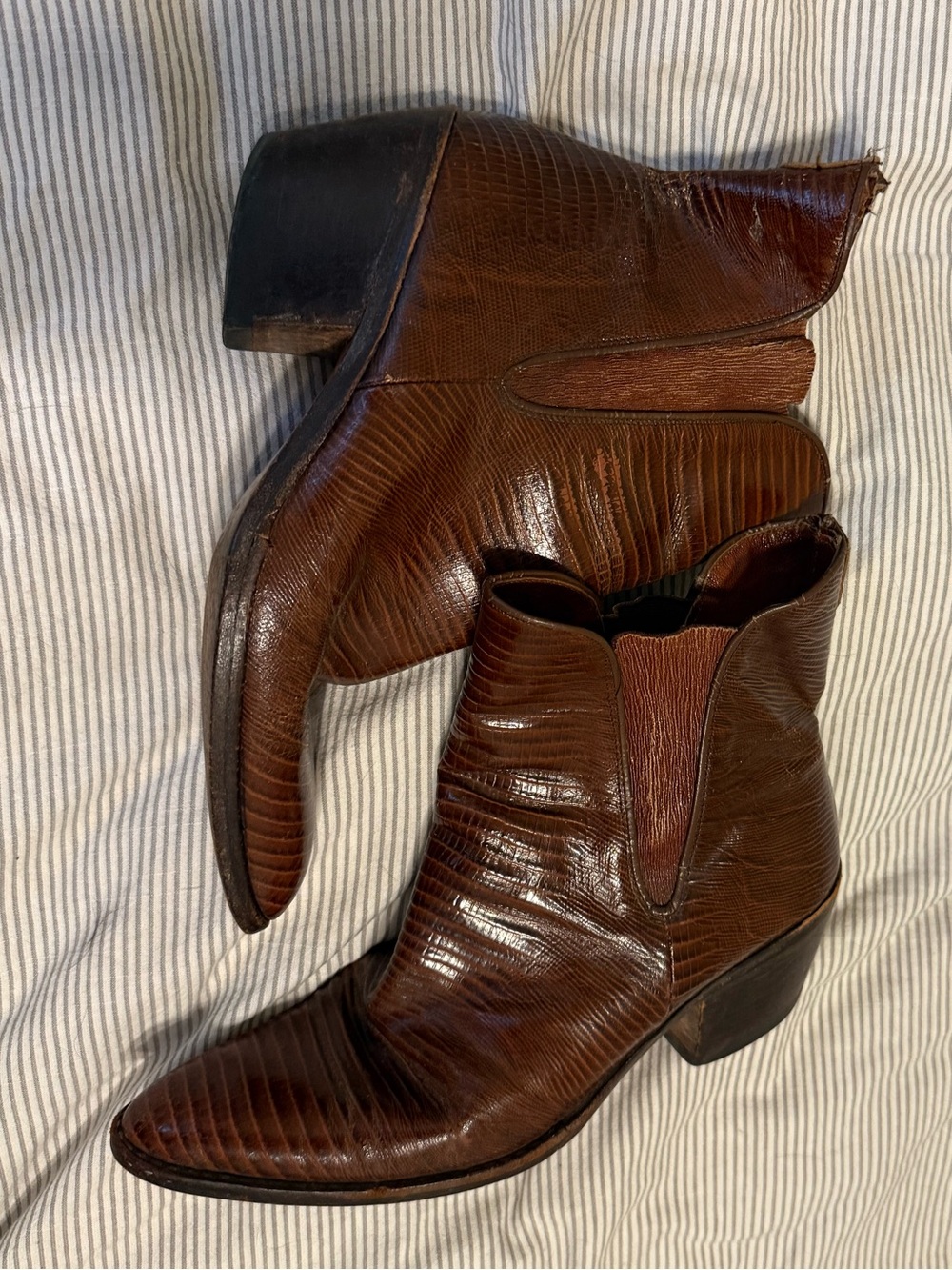 Vintage Brown Leather Western Ankle Booties